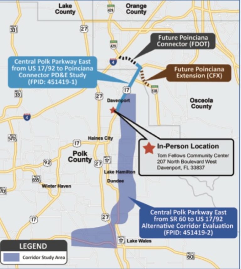 FDOT to Conduct Alternative Corridor Evaluation for a New Toll Road Through Part of Lake Wales