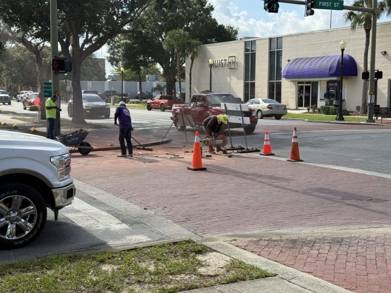 Brick Work Being Updated at a Downtown Intersection Expected to be a Short-Term, No-Cost Upgrade