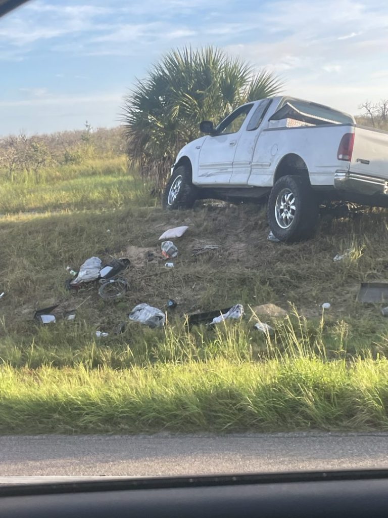 Crash Lands Pickup Truck Off Masterpiece Rd. On Elevated Shoulder